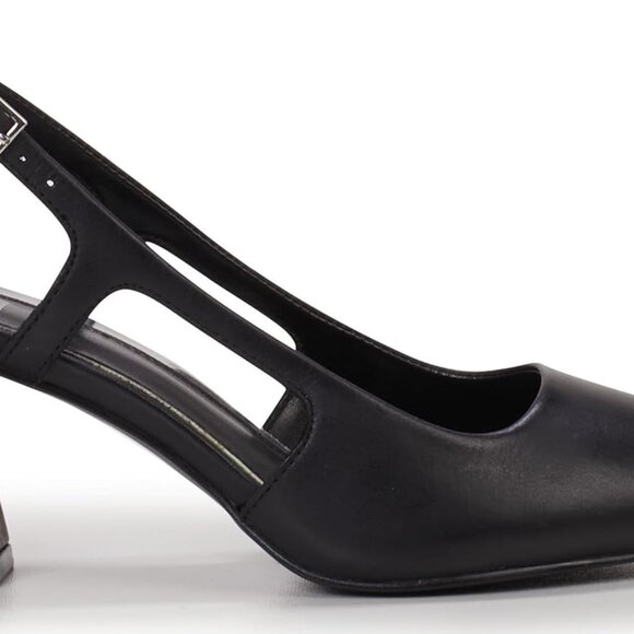 Women's Sindree Pump Black Nappa Leather Block Heel Slingback Size 8 - Picture 6 of 7